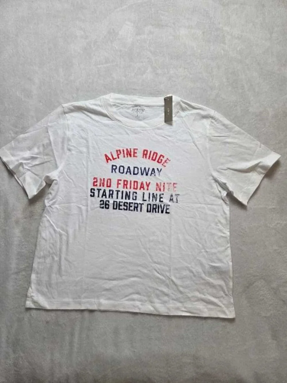 New S L J.Crew Alpine Ridge vintage jersey relaxed-fit Roadway graphic t-shirt